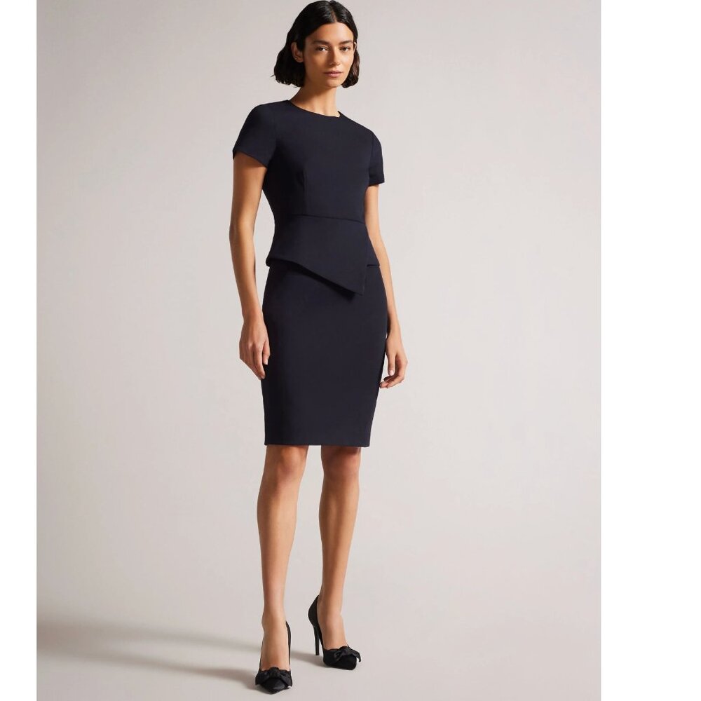 TED BAKER Dark Blue Elynah Midi Dress US 0